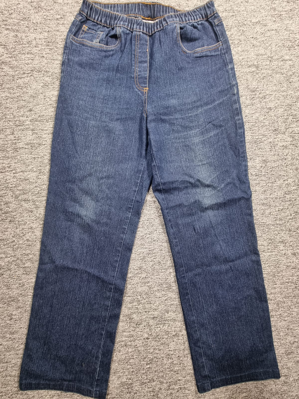 Jeans Drepți Albastru Talie Elastică