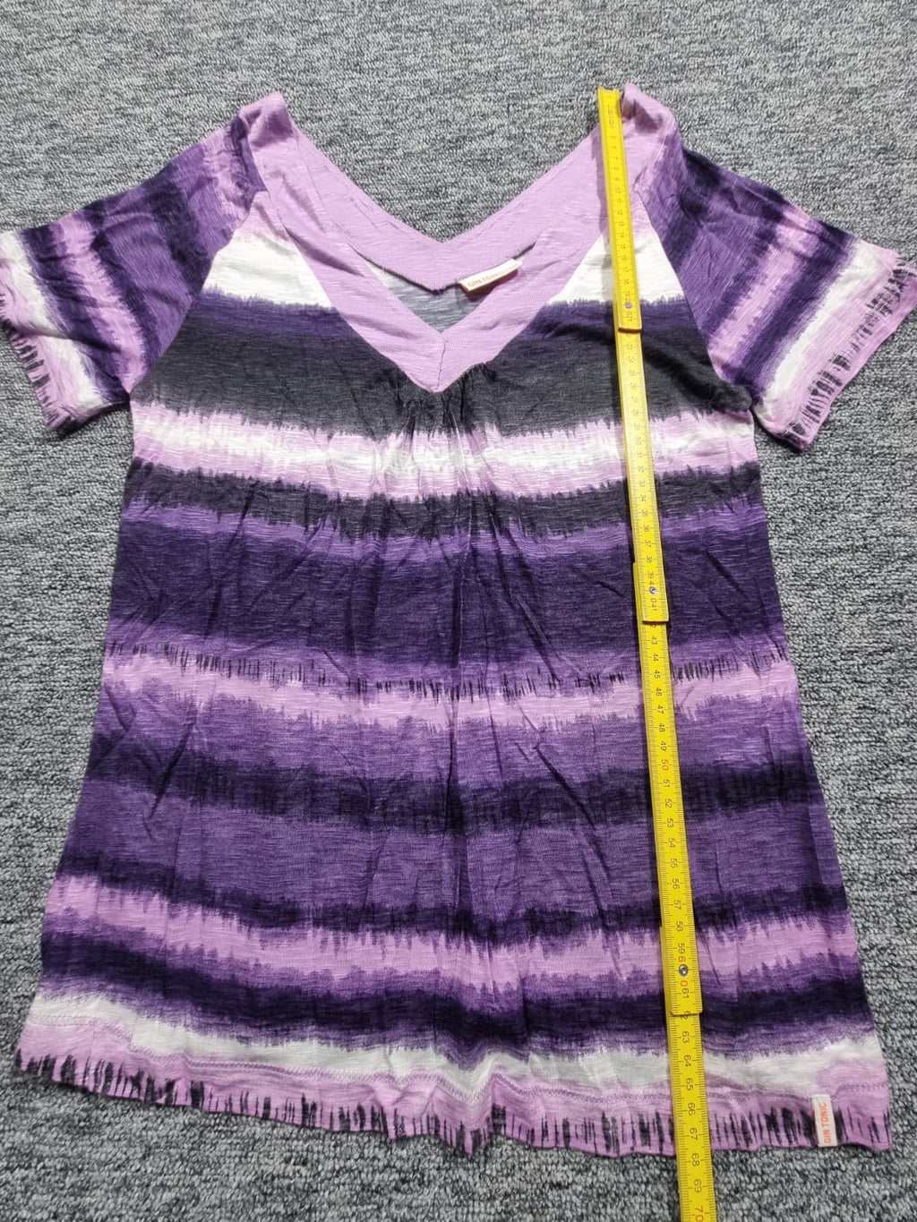 Tricou Violet Dungi Ombre Decolteu V Franjuri