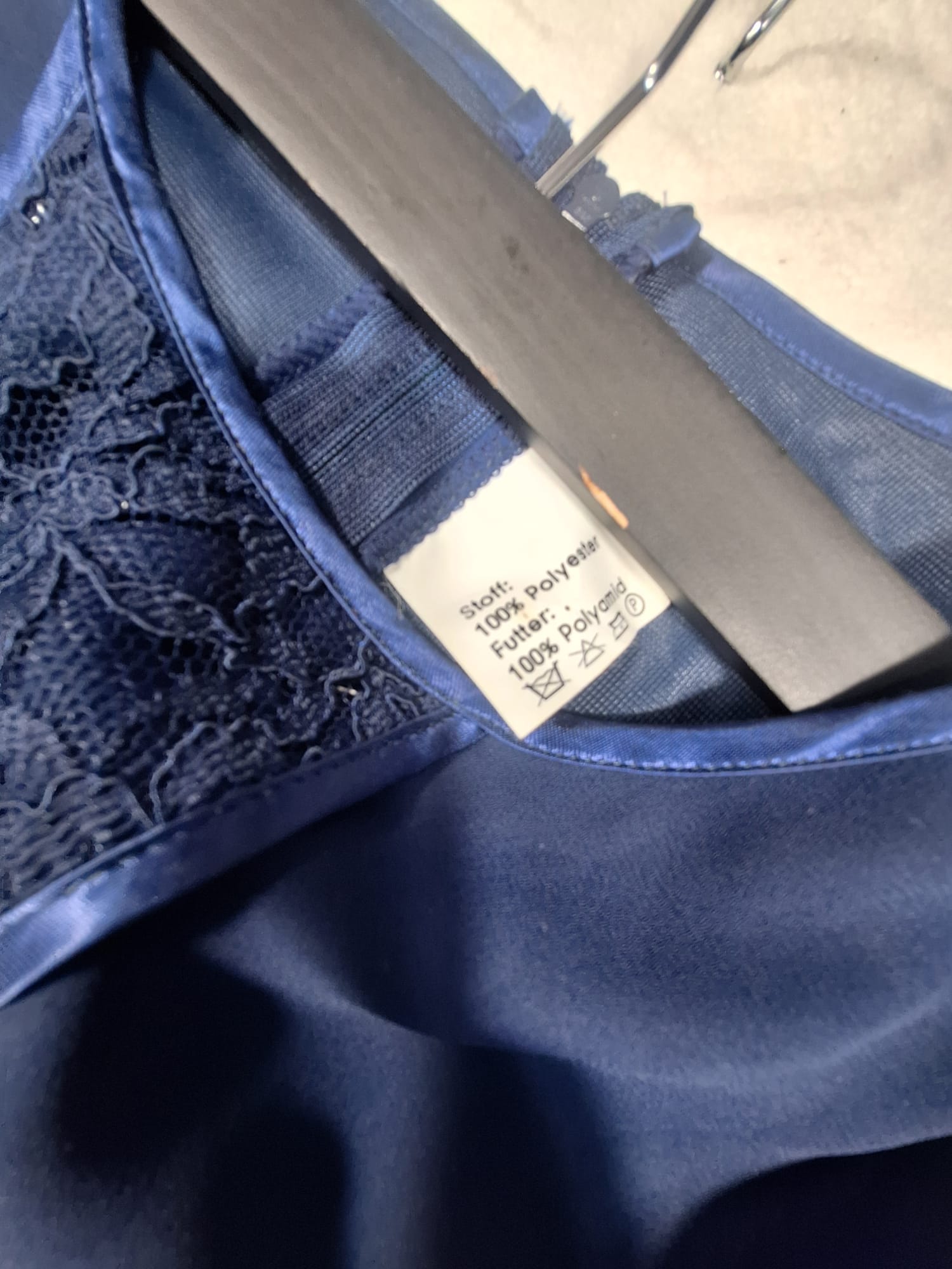Rochie de Seară Bleumarin Maxi cu Dantelă și Brâu