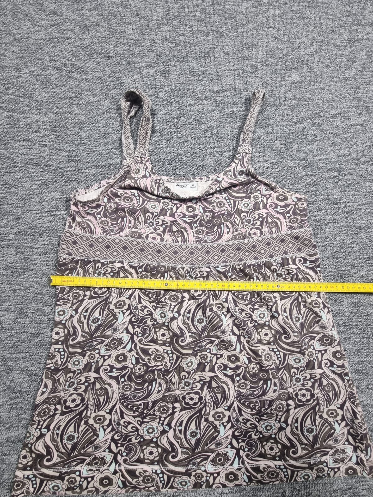 Top Bretele Print Paisley Floral Maro-Alb Okay