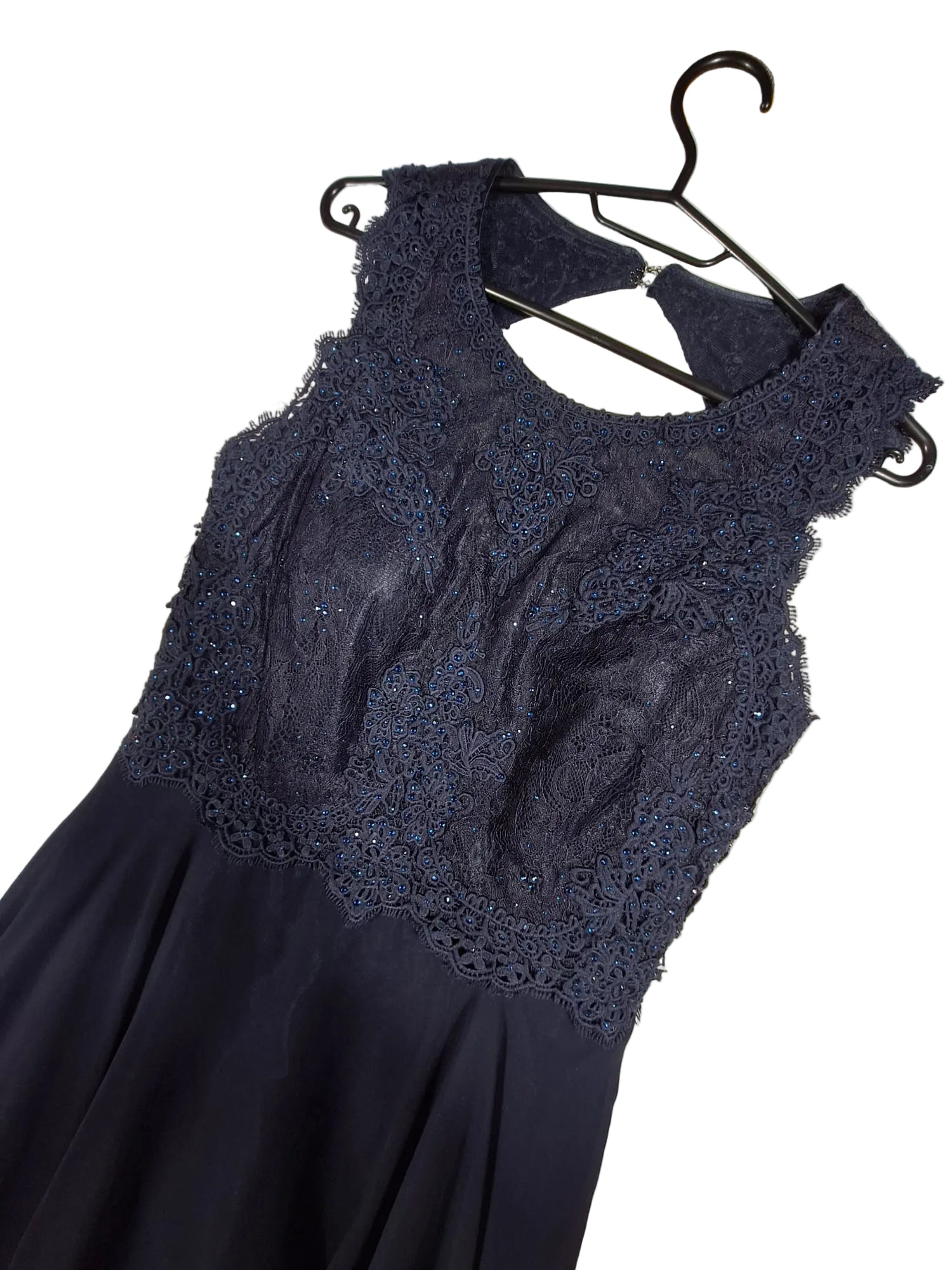 Rochie de Seară Maxi Bleumarin cu Corsaj din Dantelă și Cristale - Marie Lund Copenhagen