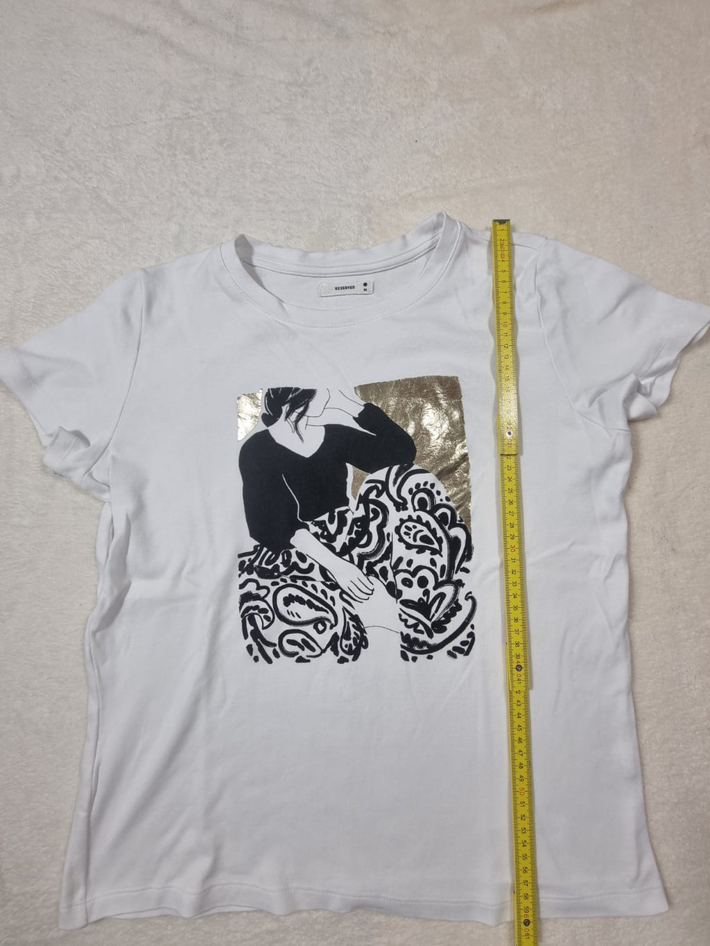Tricou Alb Reserved Imprimeu Art M
