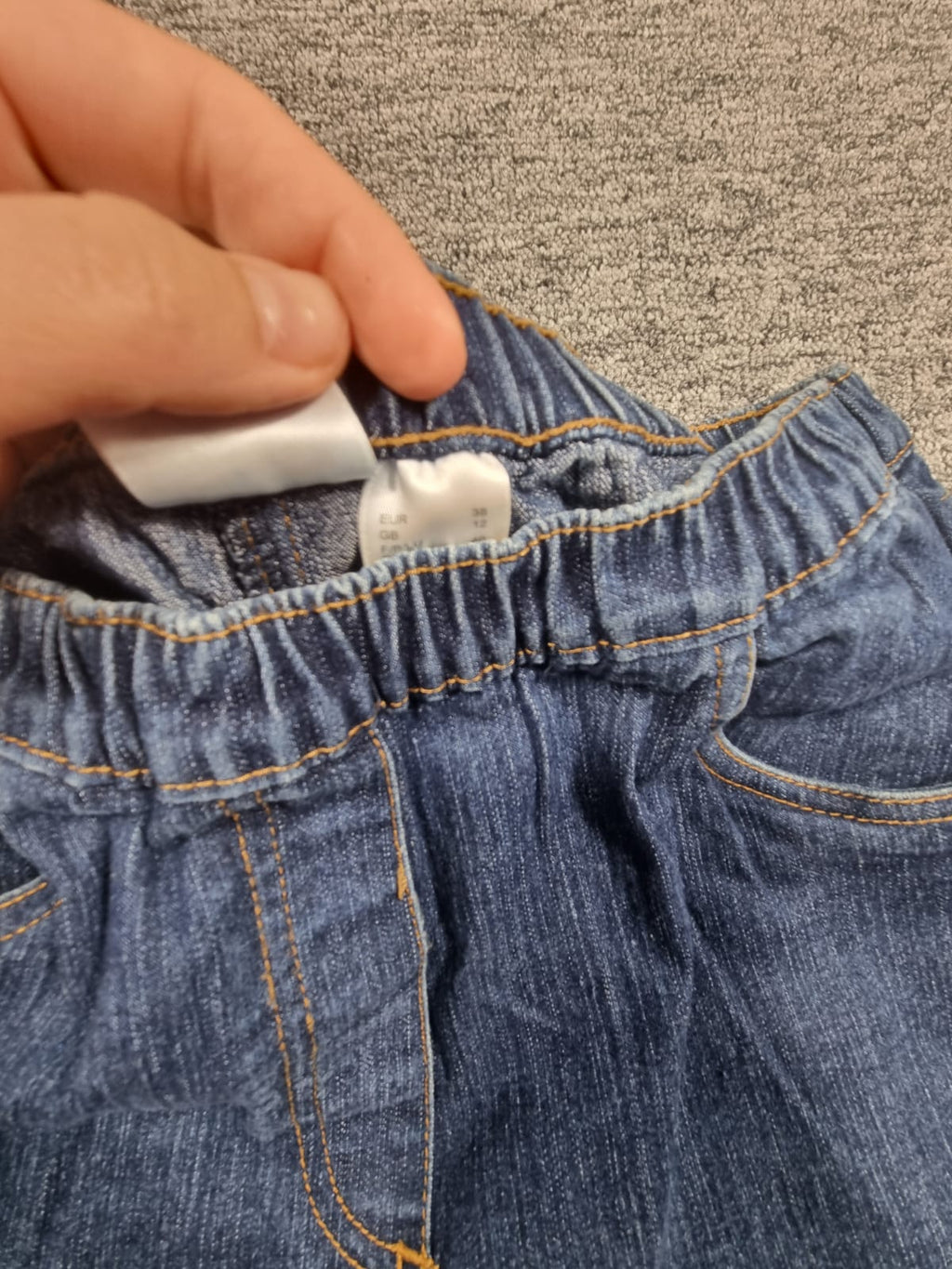 Jeans Drepți Albastru Talie Elastică