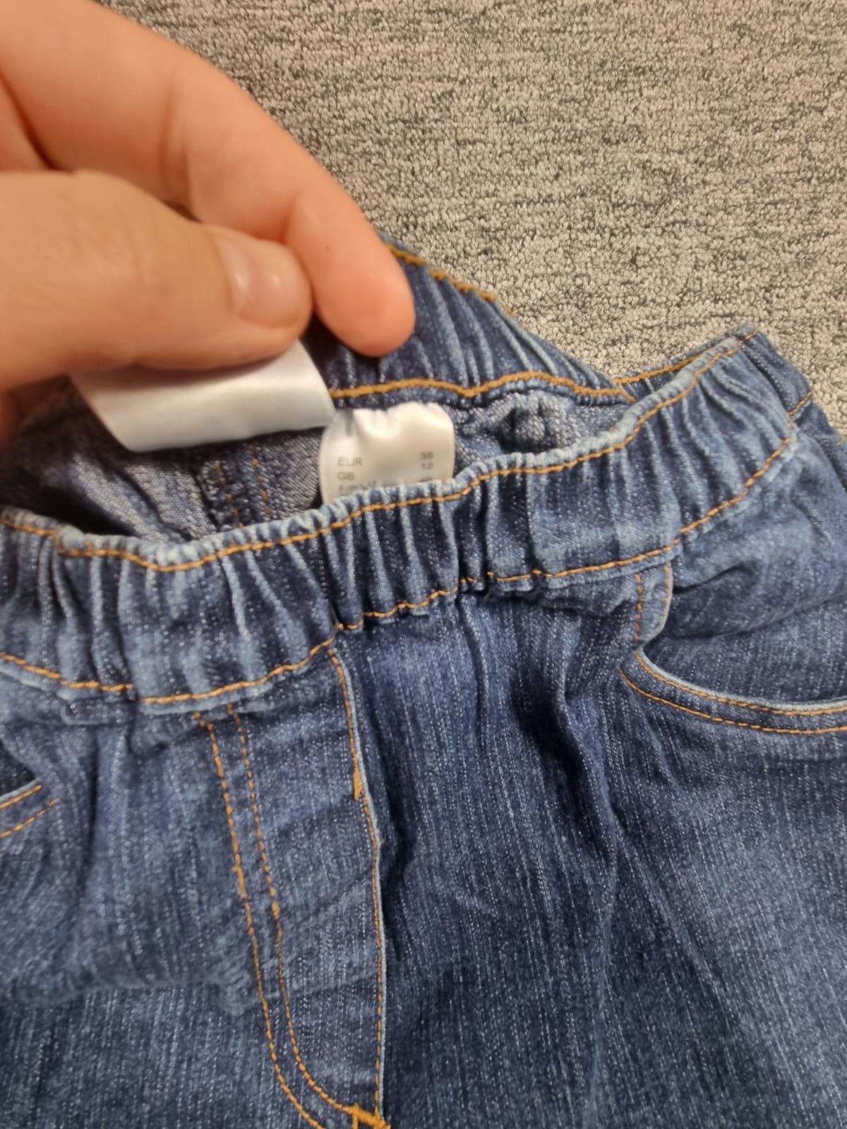 Jeans Drepți Albastru Talie Elastică