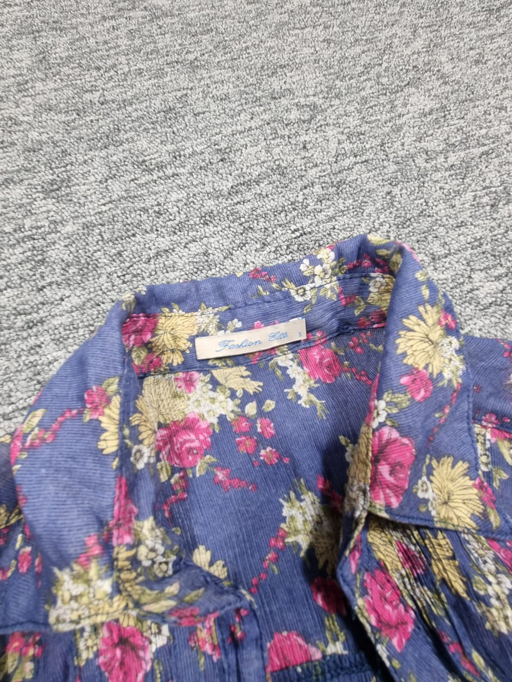 Rochie Cămașă Maxi Albastru Print Floral Roz Crinkle