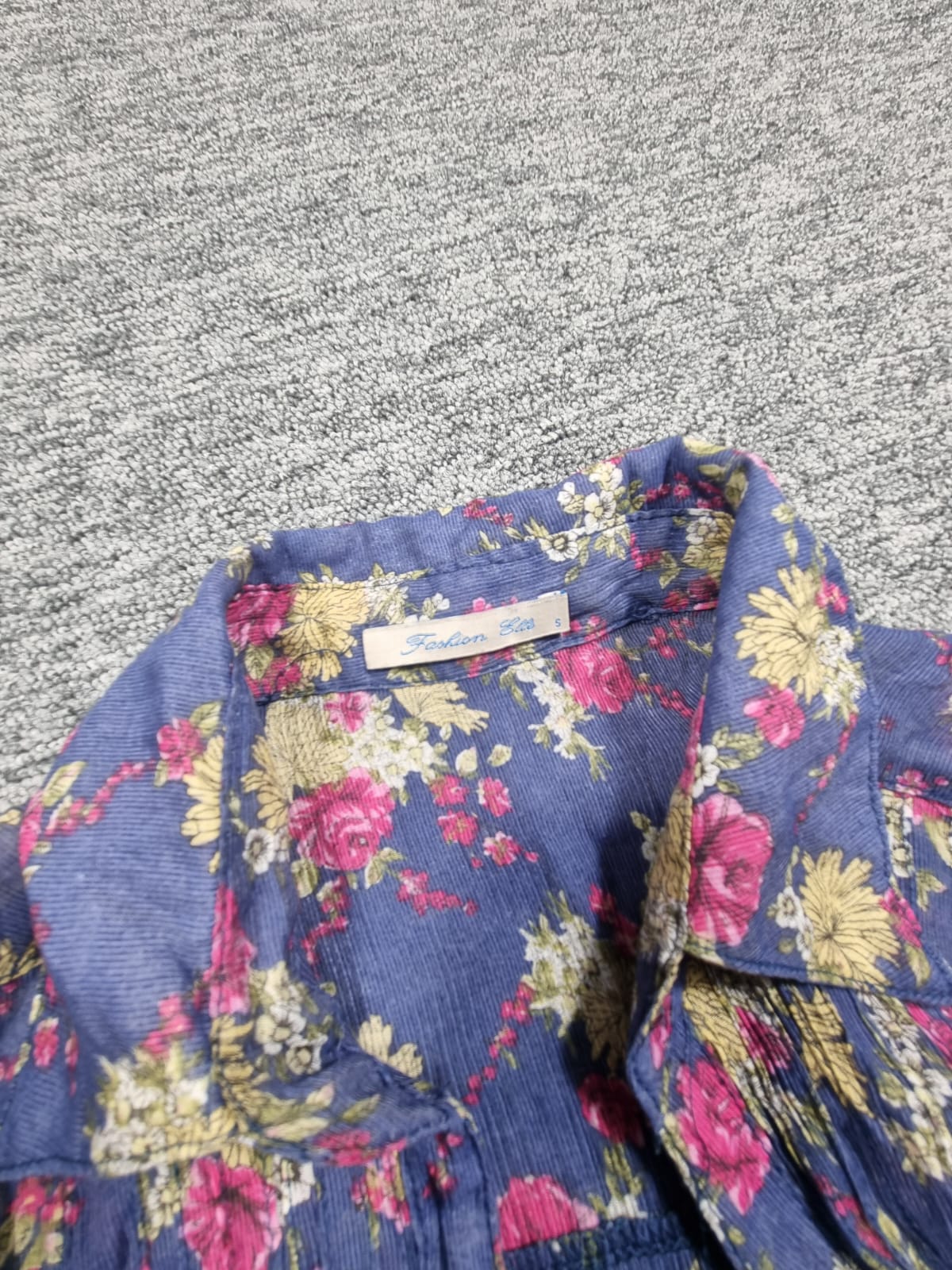 Rochie Cămașă Maxi Albastru Print Floral Roz Crinkle