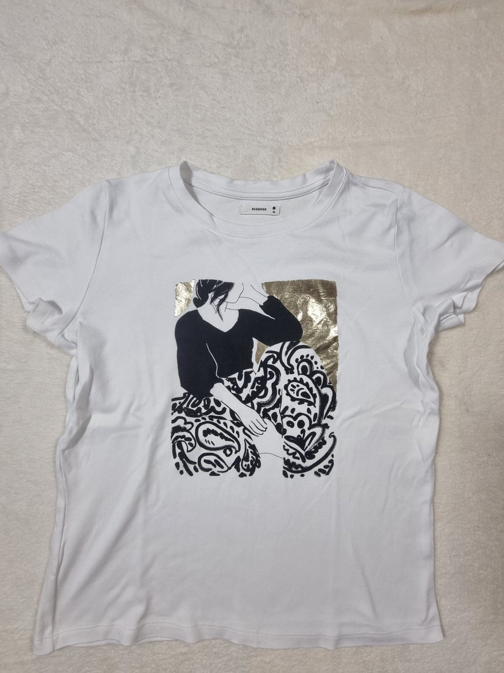 Tricou Alb Reserved Imprimeu Art M