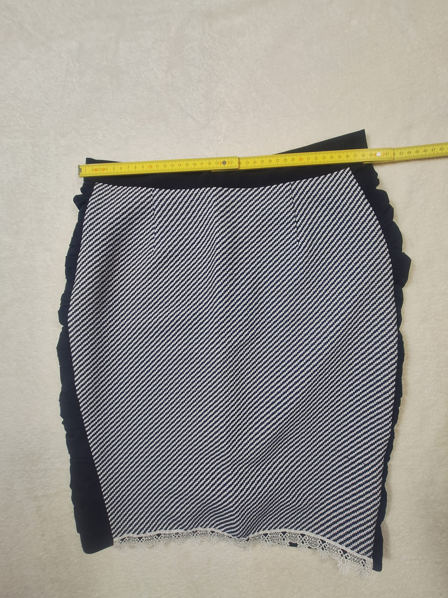 Fustă Mini Vintage Herringbone Negru/Alb M