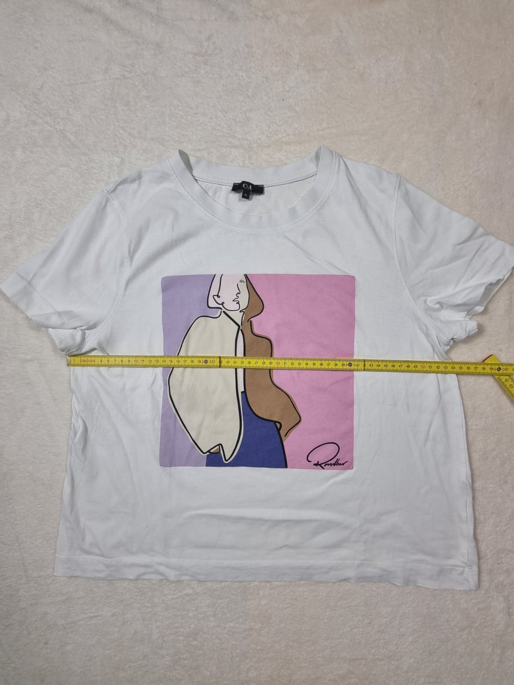 Tricou Alb C&A Imprimeu Art Siluetă XL
