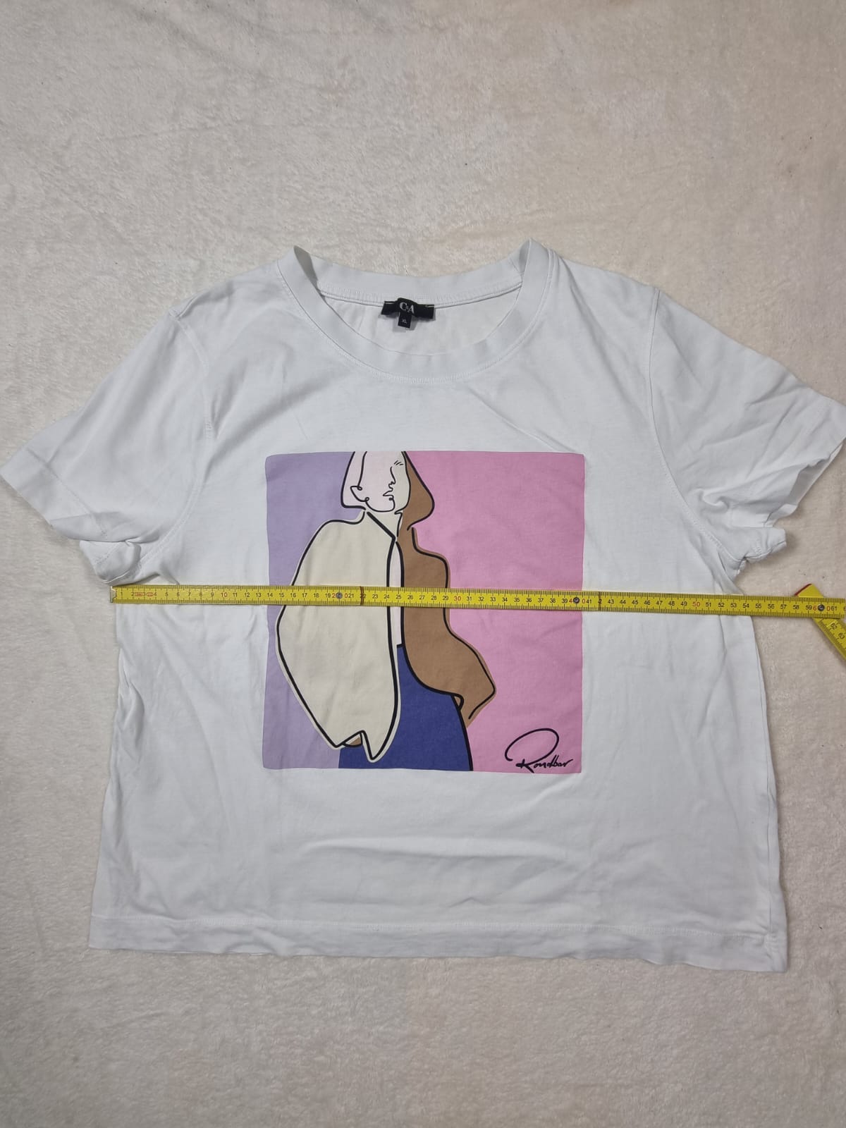 Tricou Alb C&A Imprimeu Art Siluetă XL