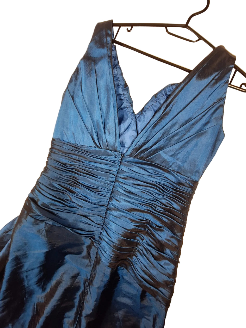 Rochie de Seară Midi Albastru Petrol cu Draping și Trandafir - Magic Nights