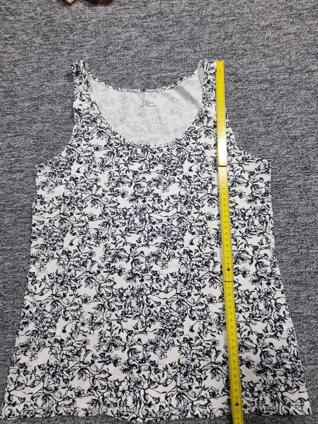 Top Print Floral Alb-Negru