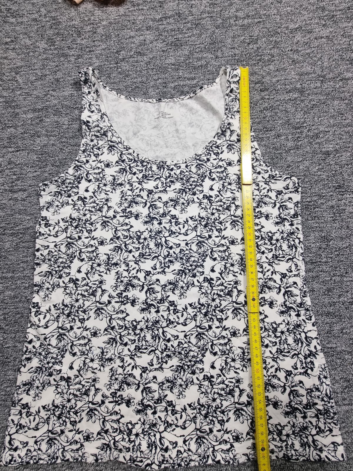 Top Print Floral Alb-Negru