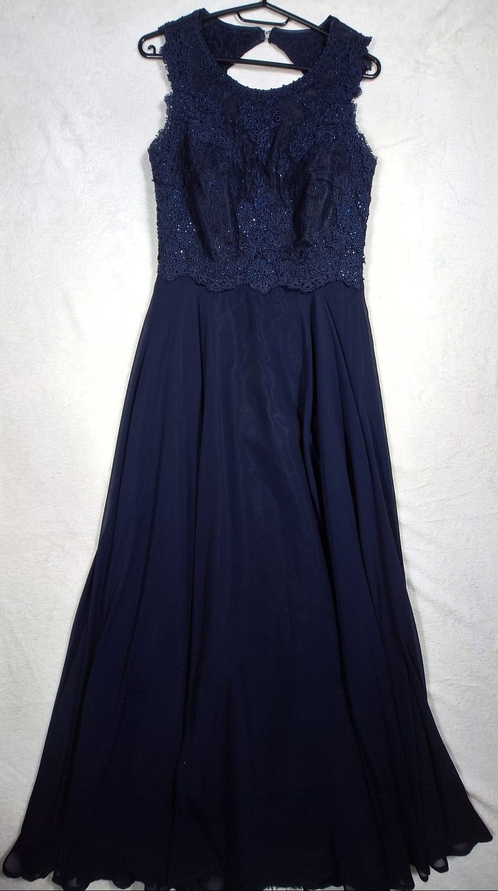 Rochie de Seară Maxi Bleumarin cu Corsaj din Dantelă și Cristale - Marie Lund Copenhagen