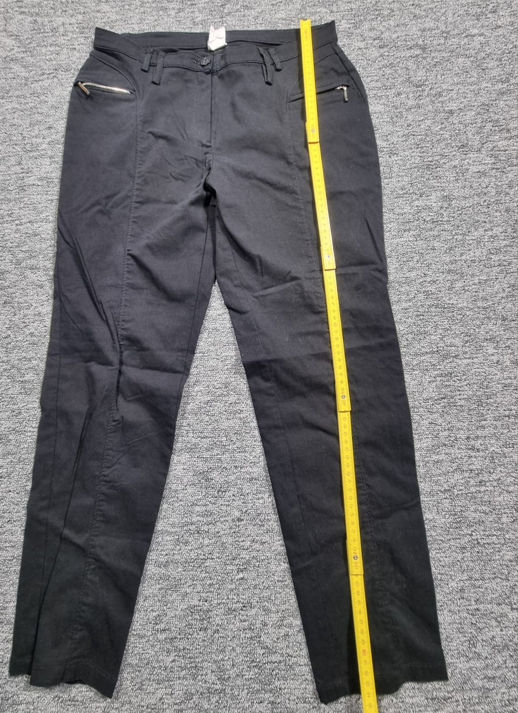Pantaloni Negri Slim Buzunare Fermoar Moto-Chic