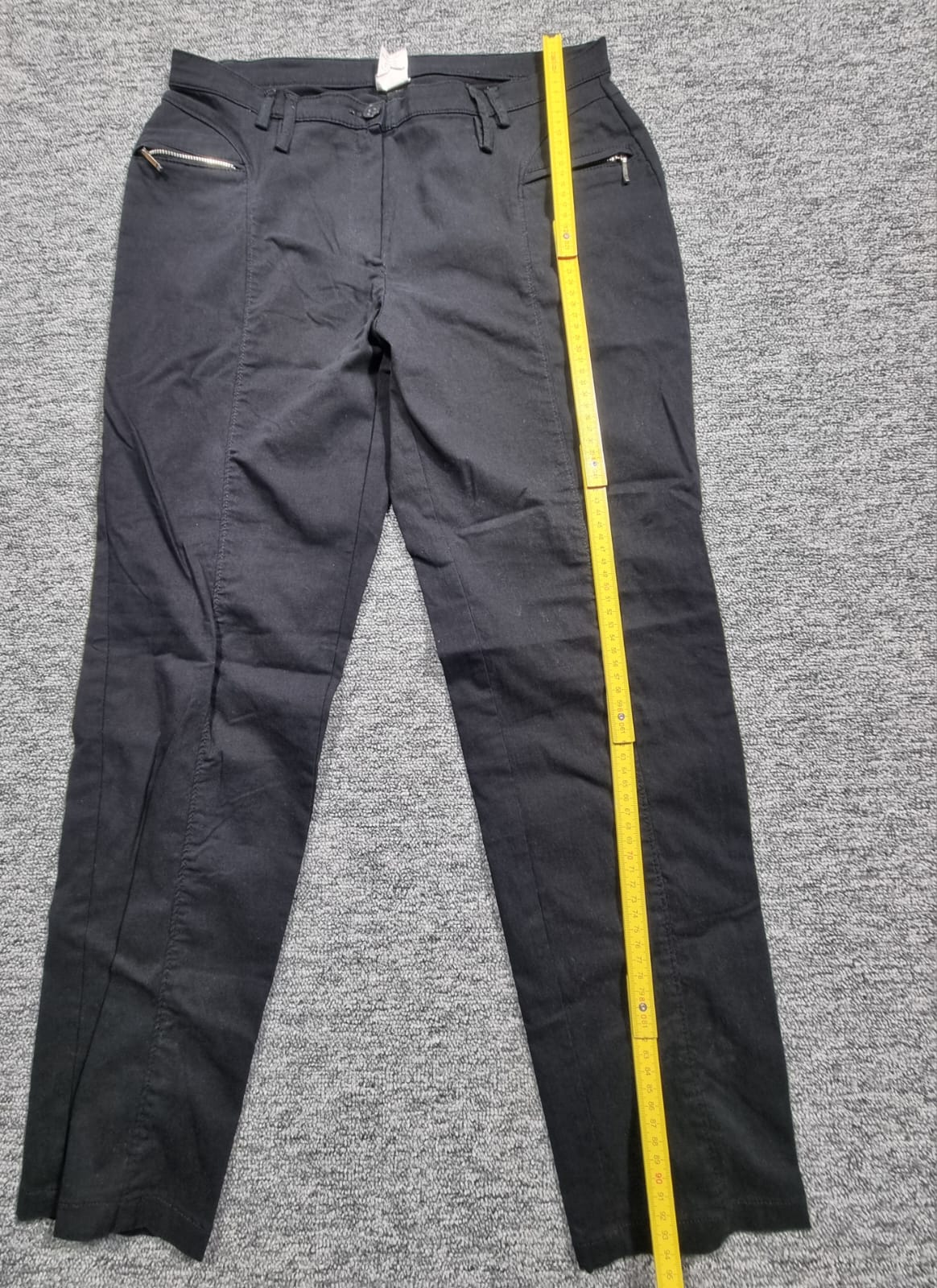 Pantaloni Negri Slim Buzunare Fermoar Moto-Chic