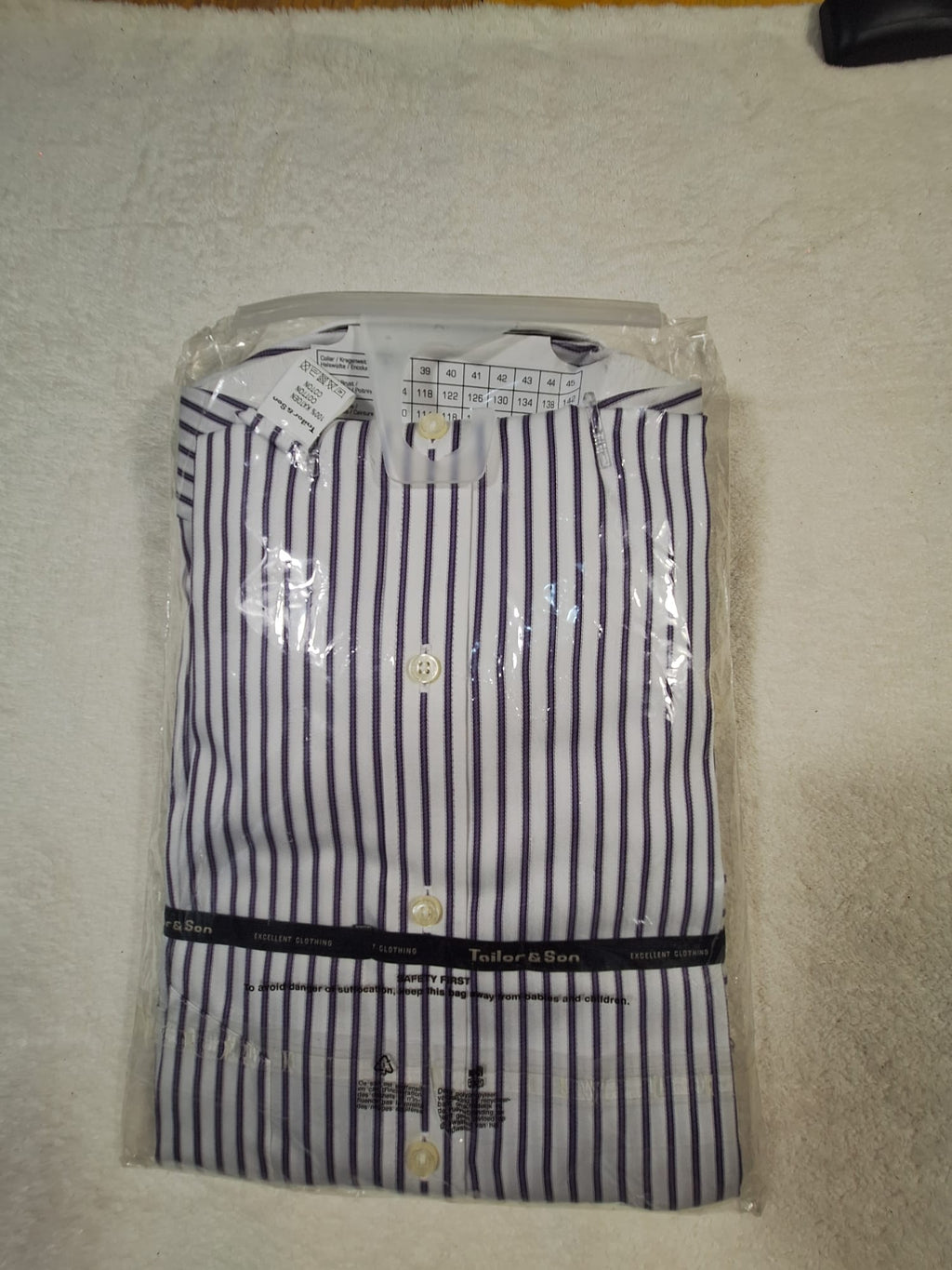 Cămașă Tailor & Son – Dungi Alb-Navy, Mărime 44