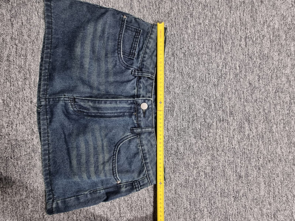 Fustă Mini Denim Albastru-Gri Talie Joasă Y2K