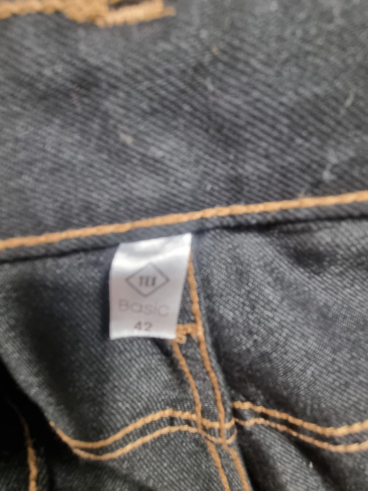 Jeans Negri Drepți cu Custuri Aurii