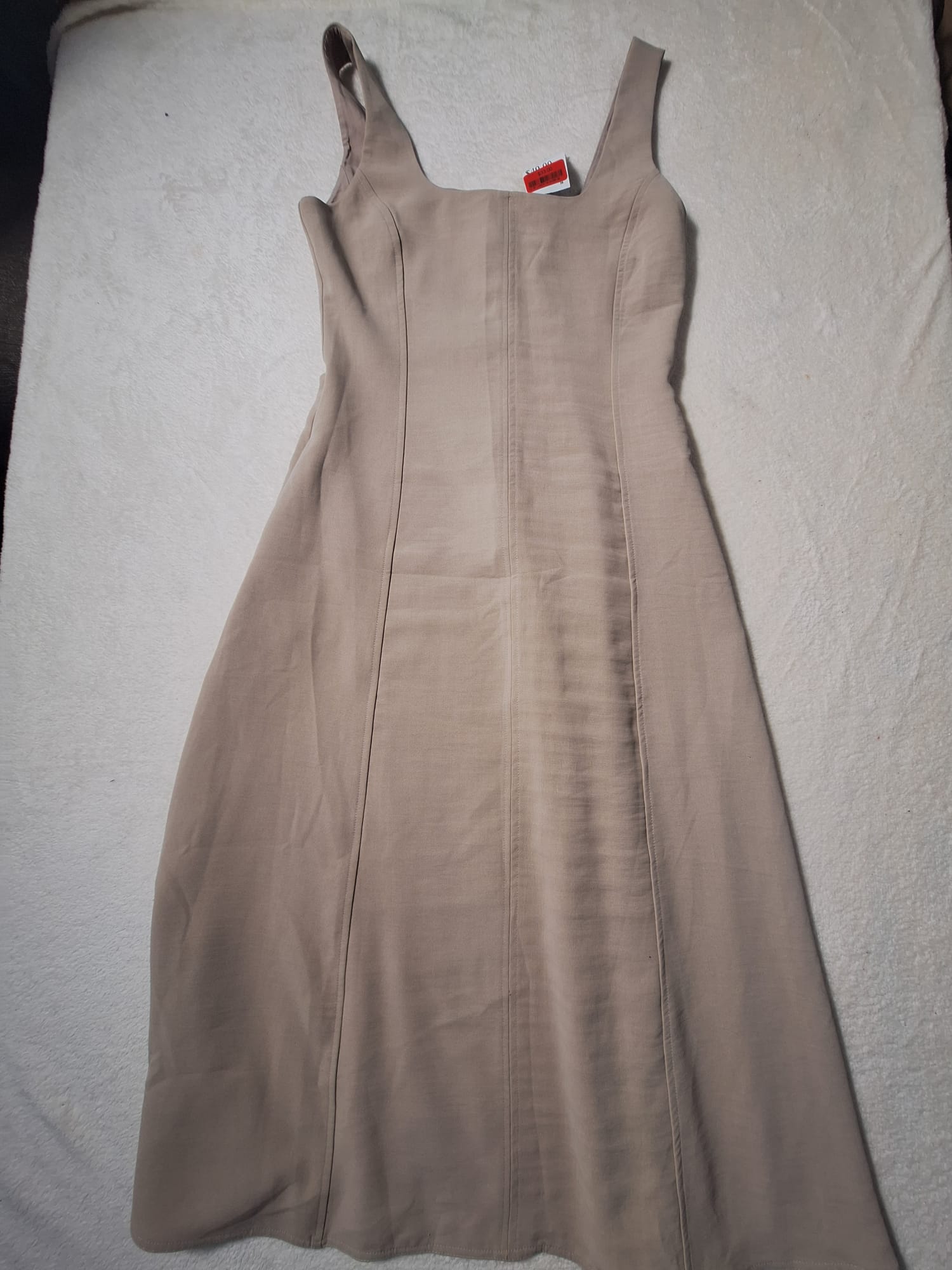 Rochie Midi Bej cu Bretele Late – Mărime 8 US