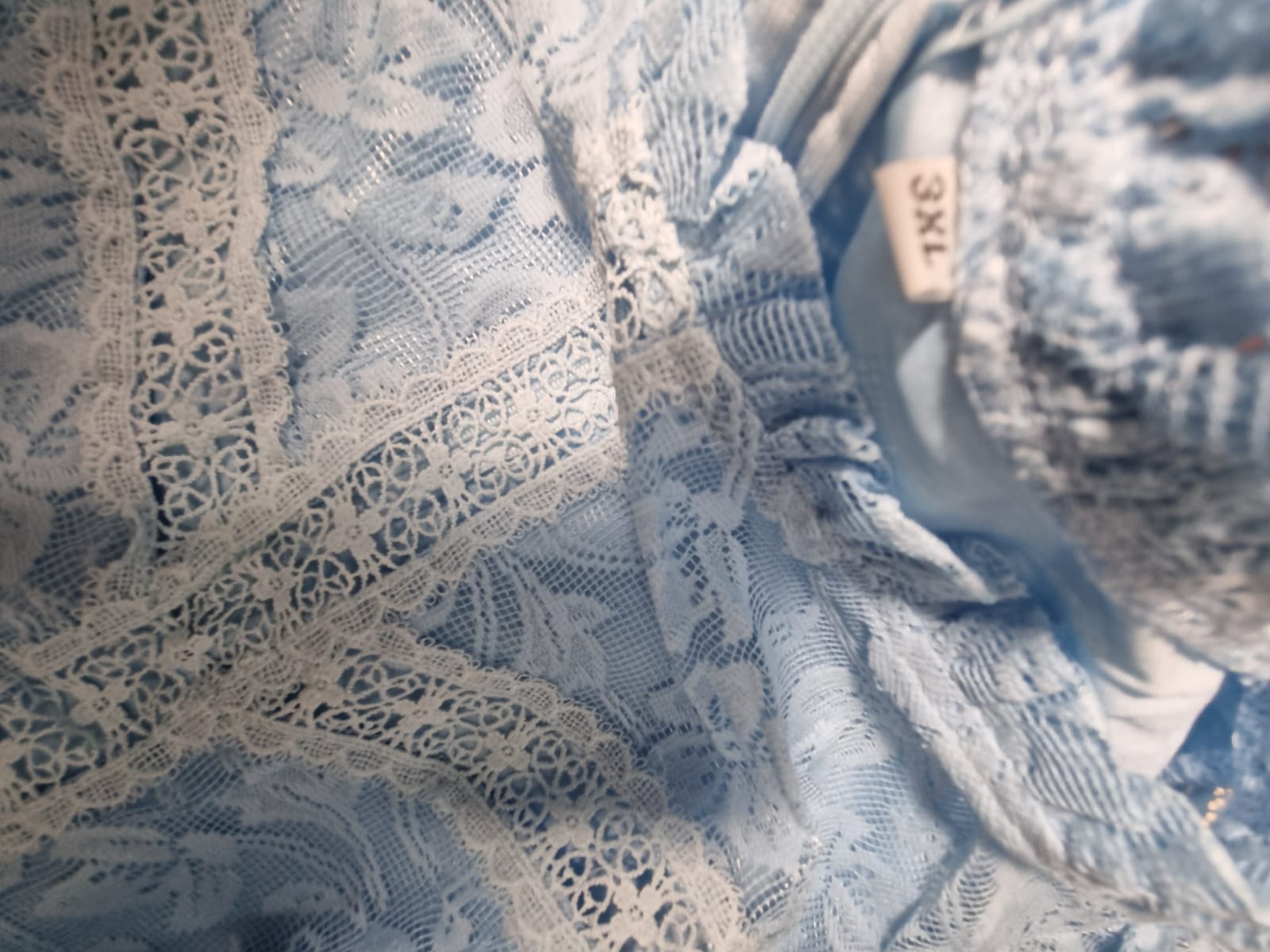 Rochie din Dantelă Albastră cu Mâneci Lungi și Cordon – 3XL