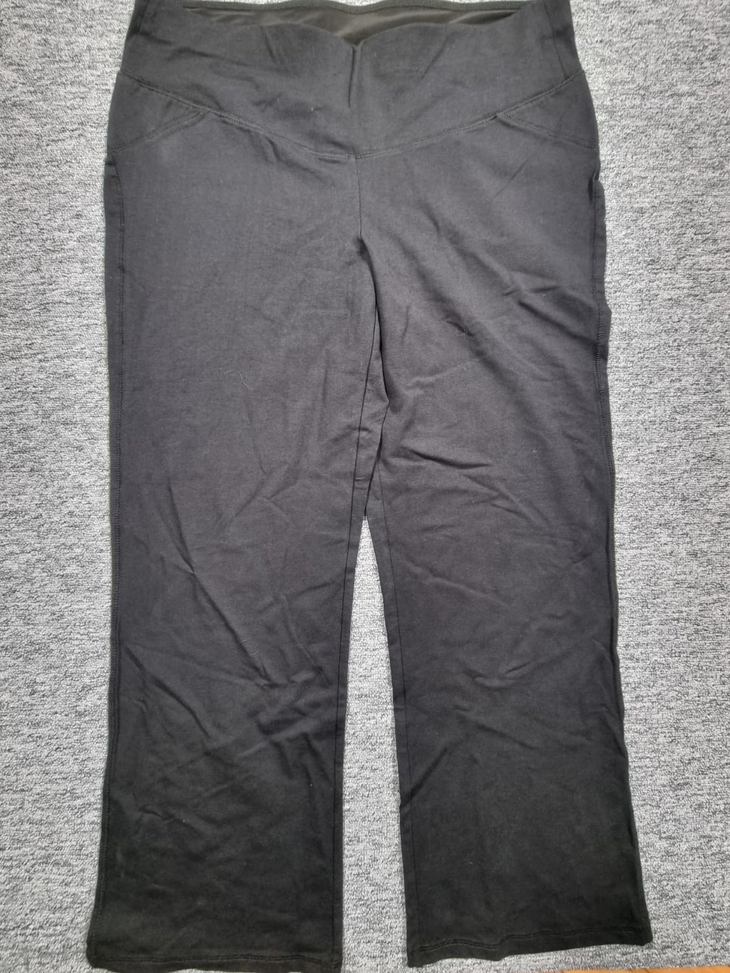 Pantaloni Flare Negri Jersey Talie Încrucișată Yoga