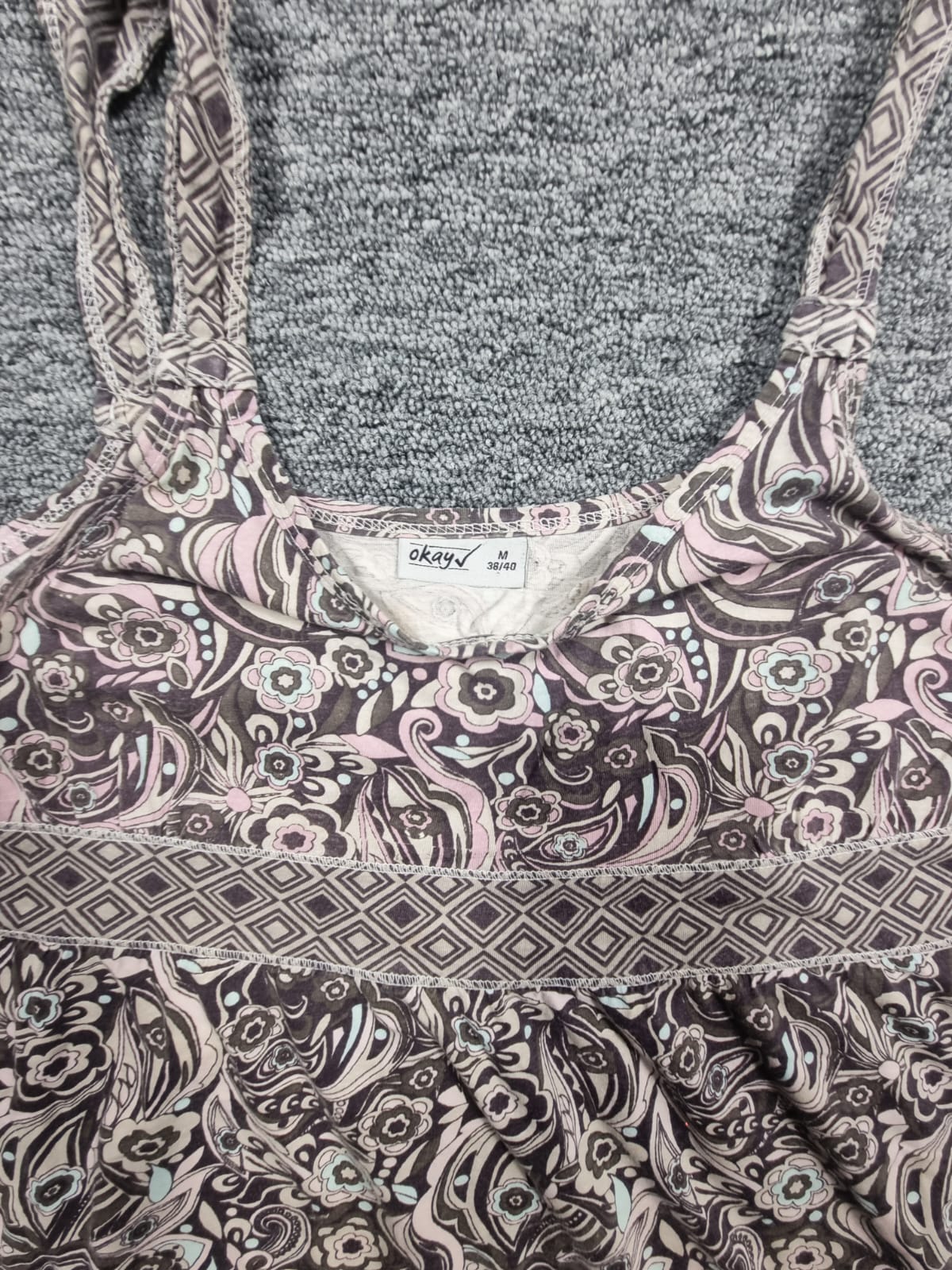 Top Bretele Print Paisley Floral Maro-Alb Okay