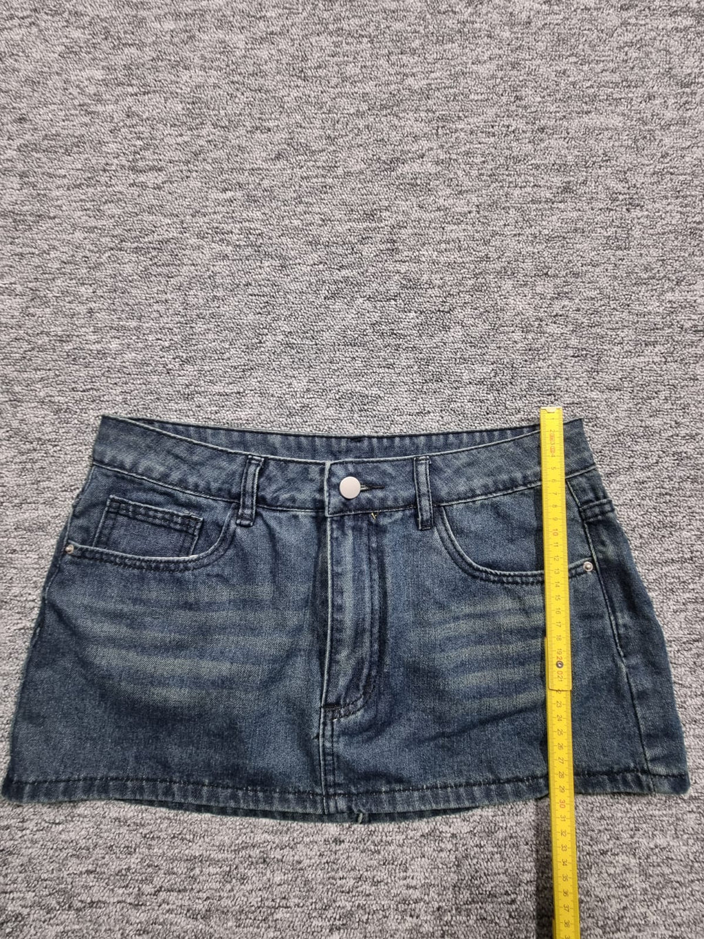 Fustă Mini Denim Albastru-Gri Talie Joasă Y2K