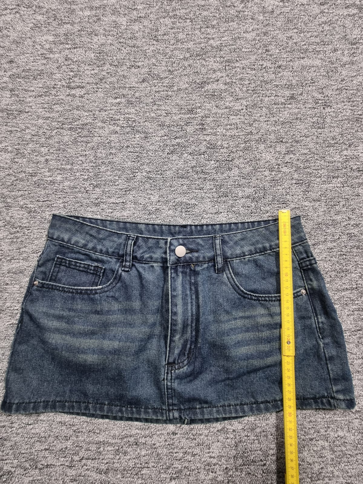 Fustă Mini Denim Albastru-Gri Talie Joasă Y2K
