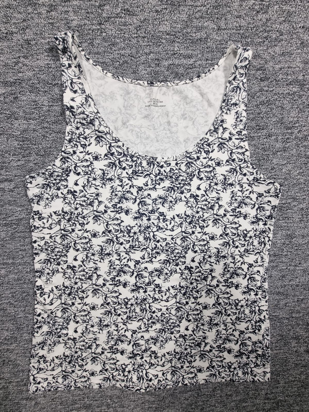 Top Print Floral Alb-Negru