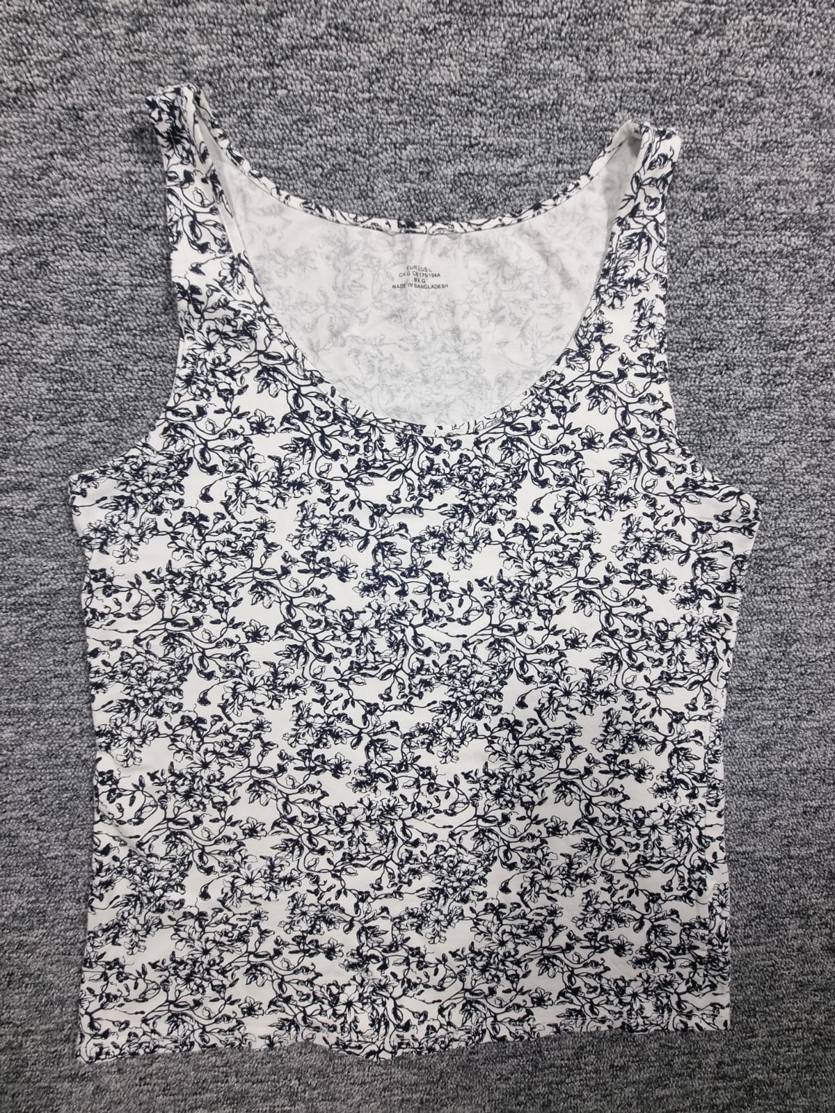 Top Print Floral Alb-Negru