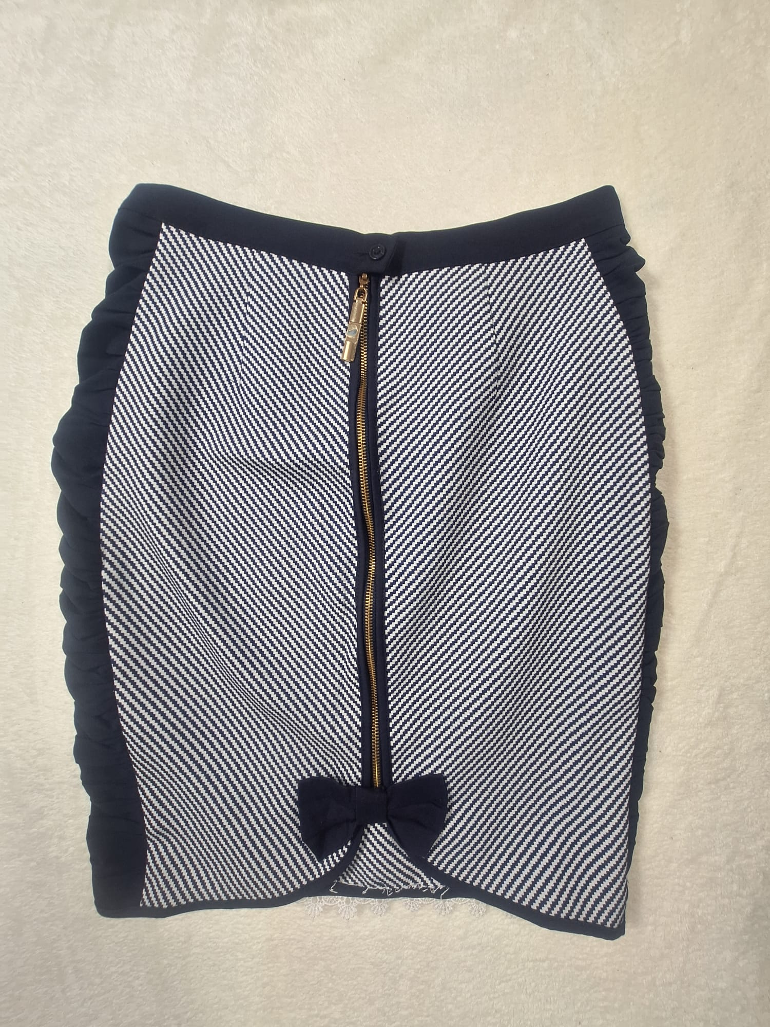 Fustă Mini Vintage Herringbone Negru/Alb M