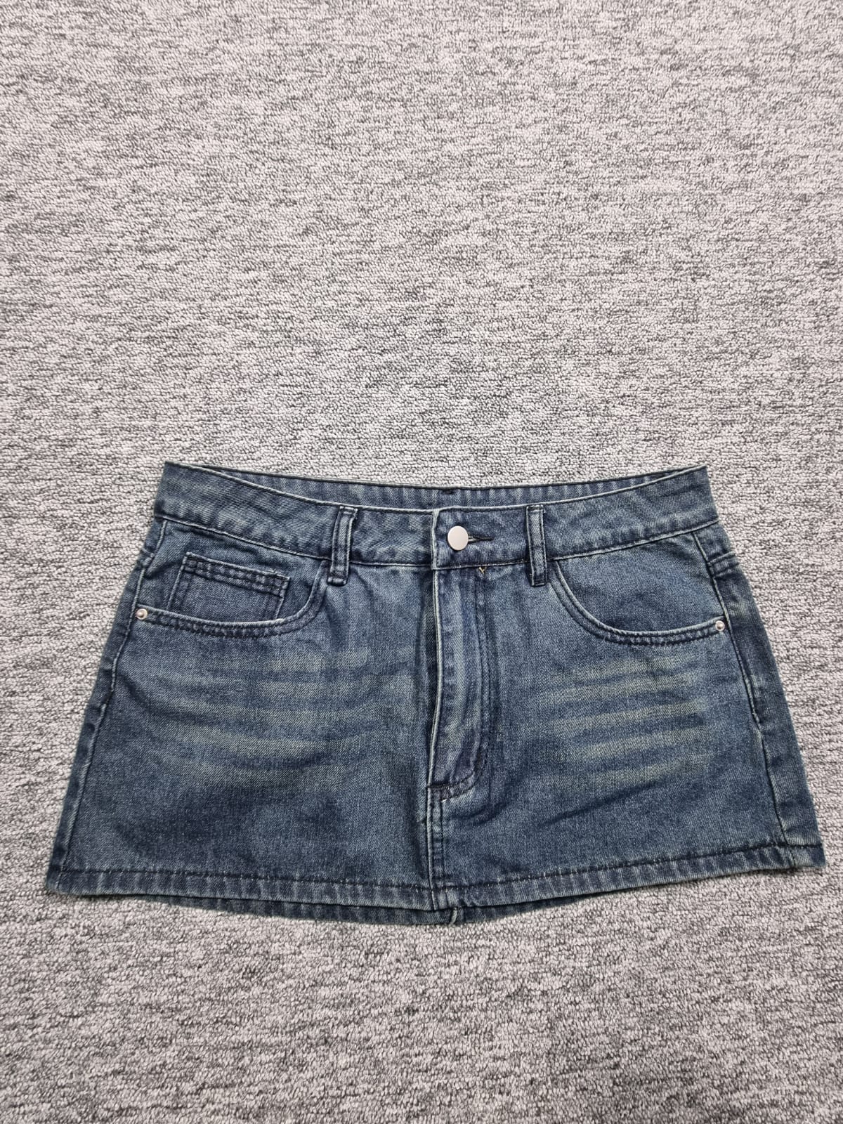 Fustă Mini Denim Albastru-Gri Talie Joasă Y2K