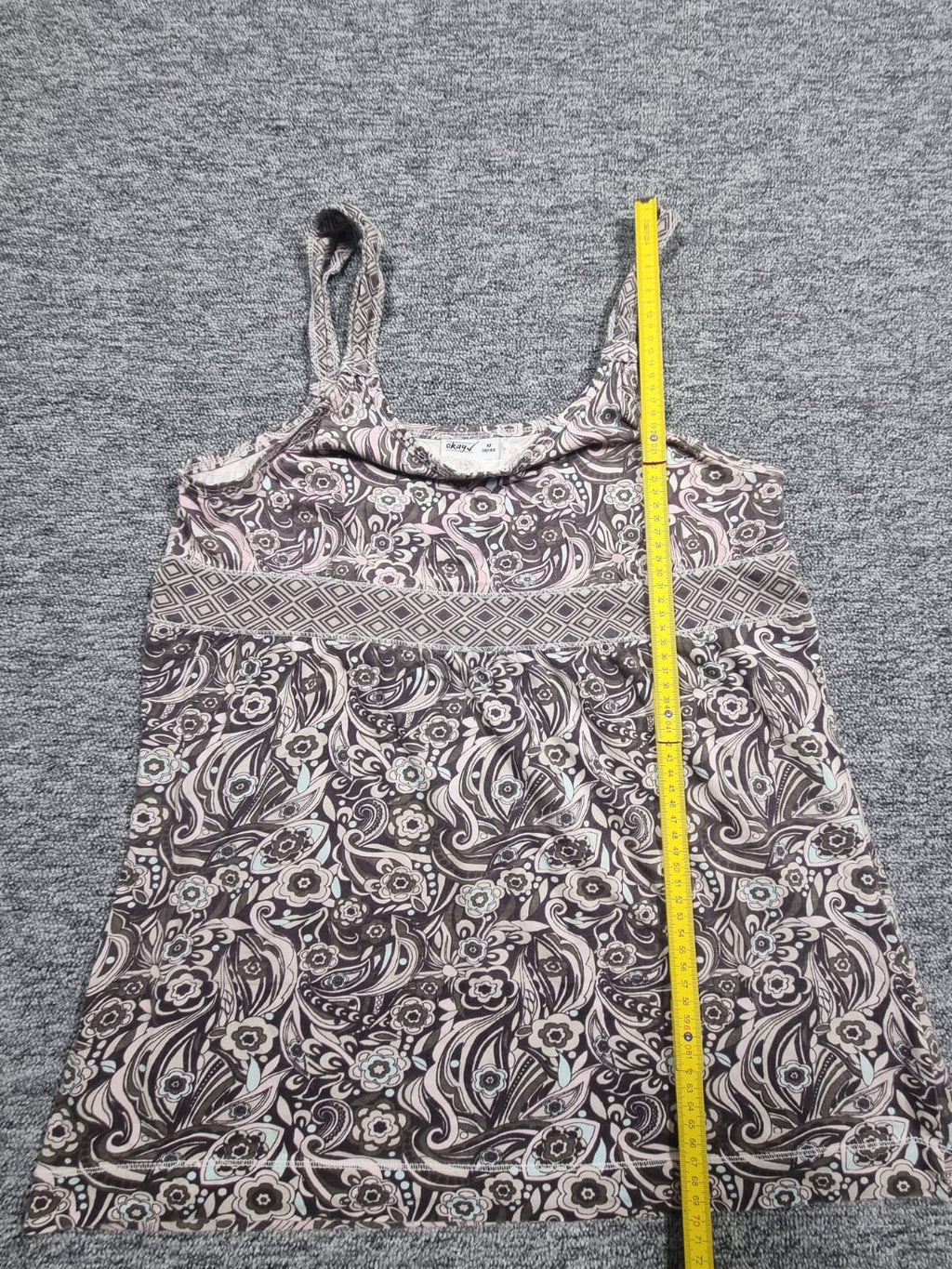 Top Bretele Print Paisley Floral Maro-Alb Okay
