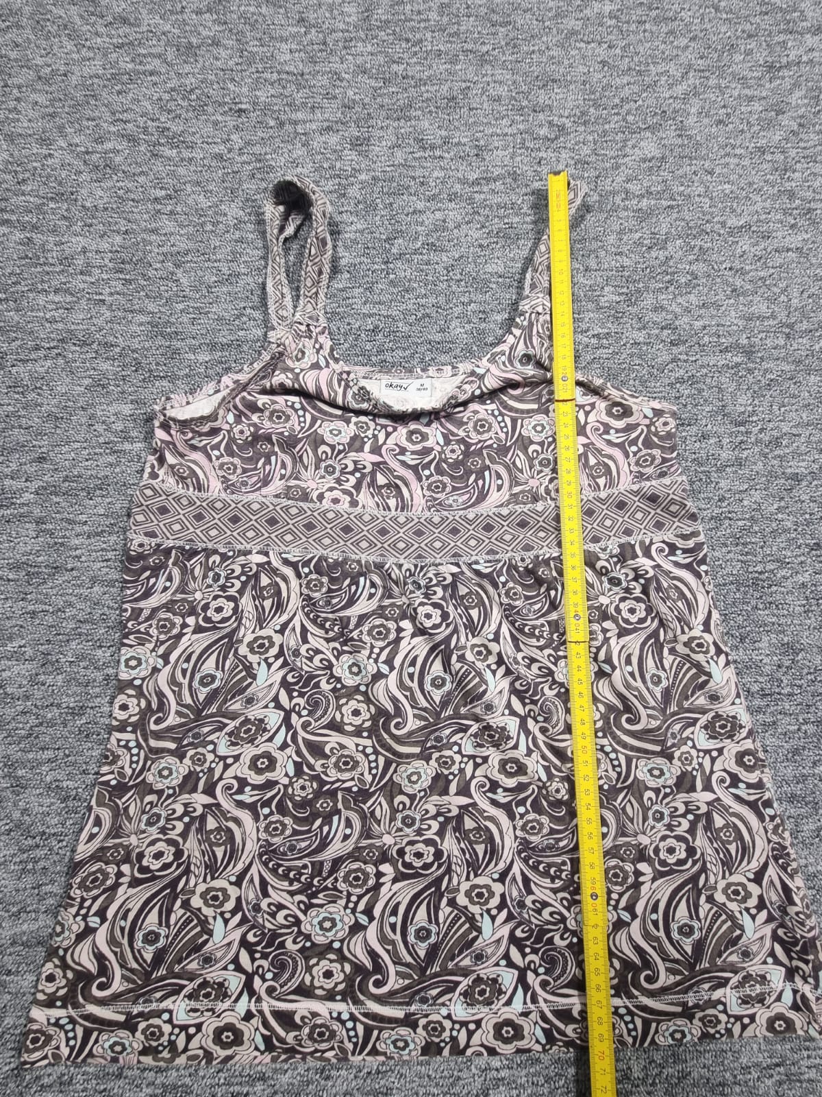 Top Bretele Print Paisley Floral Maro-Alb Okay