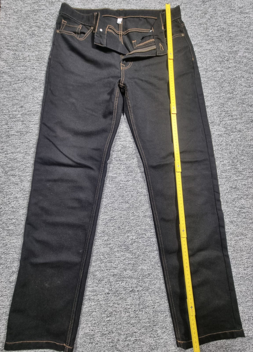 Jeans Negri Drepți cu Custuri Aurii