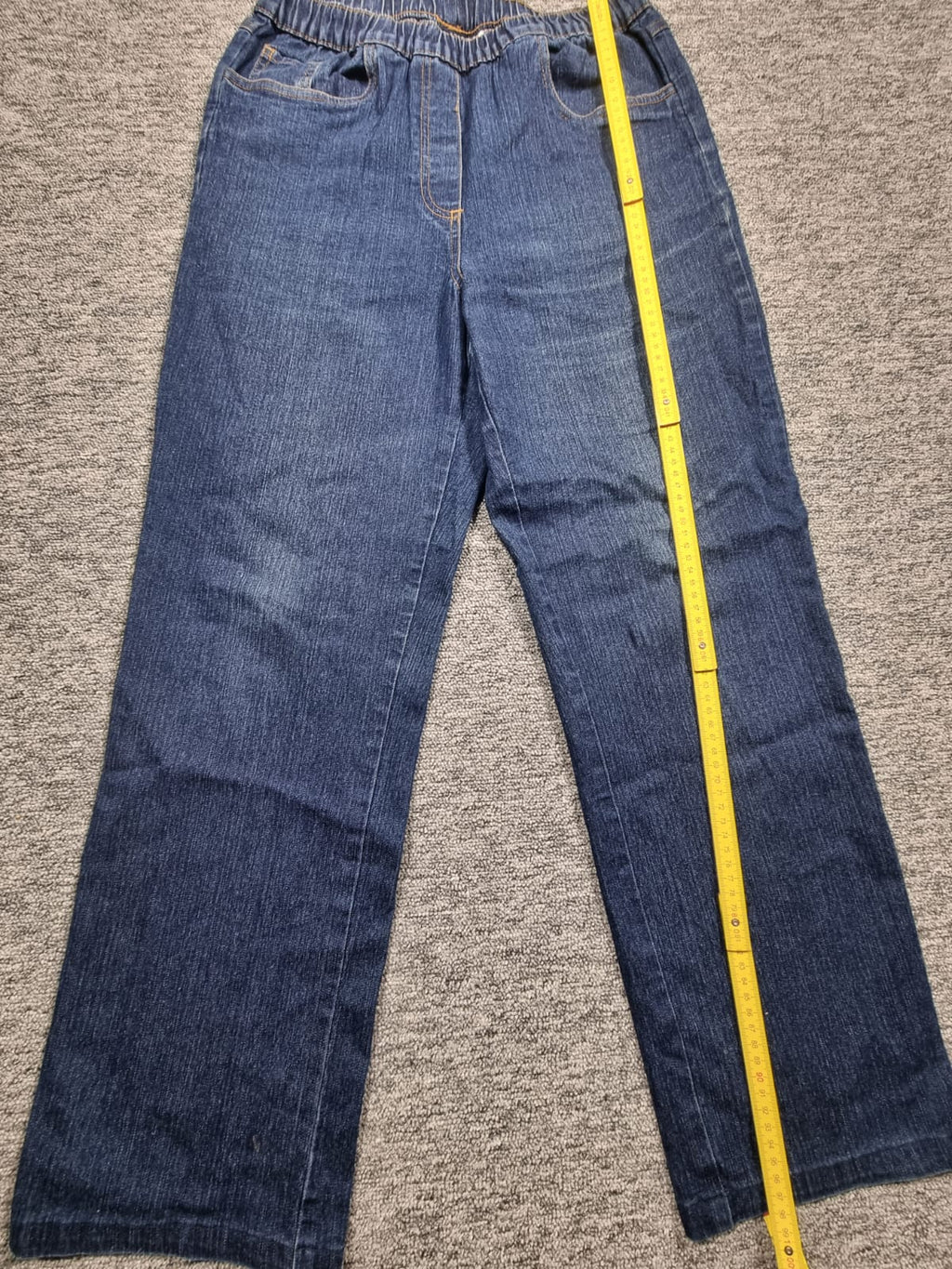 Jeans Drepți Albastru Talie Elastică