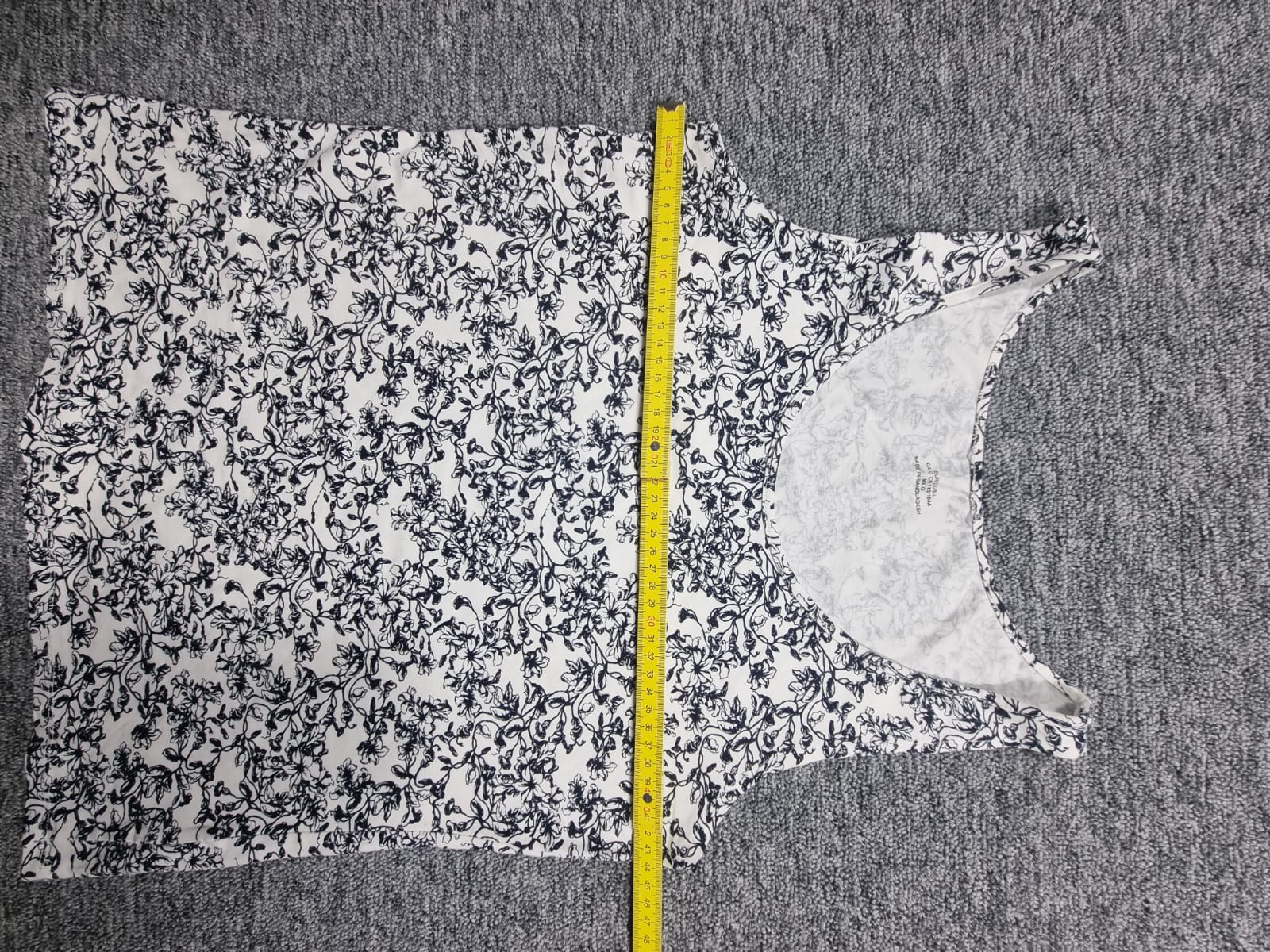 Top Print Floral Alb-Negru