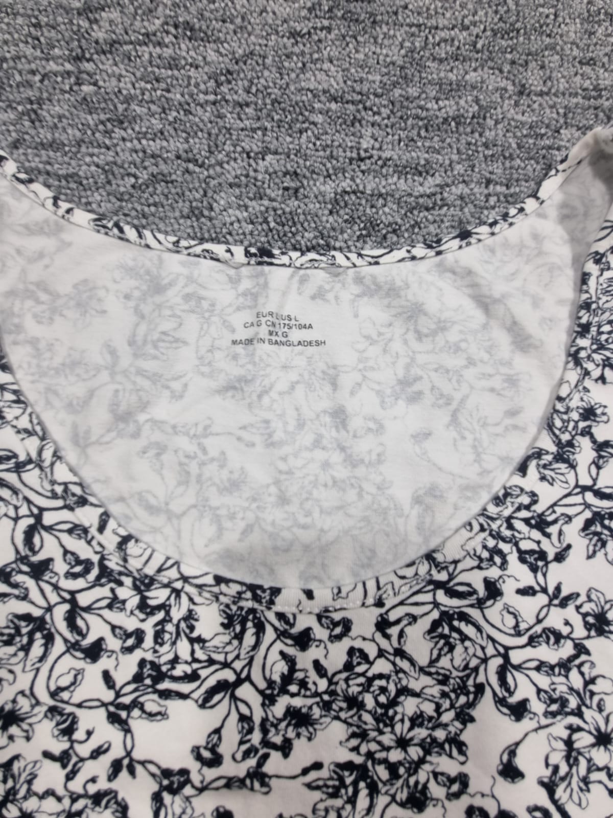 Top Print Floral Alb-Negru