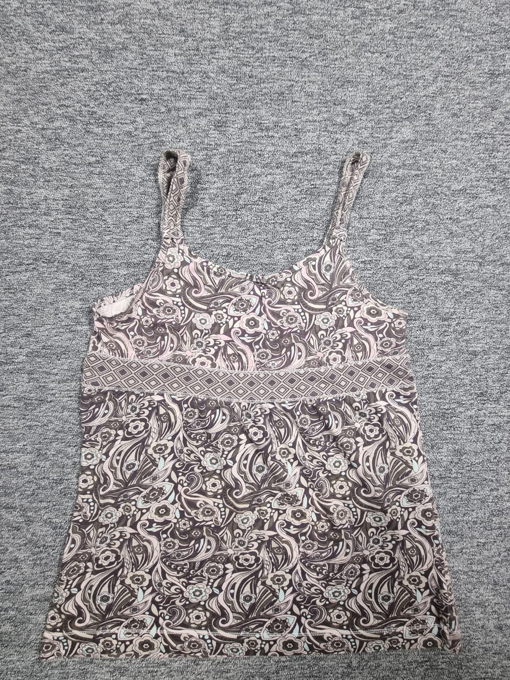 Top Bretele Print Paisley Floral Maro-Alb Okay