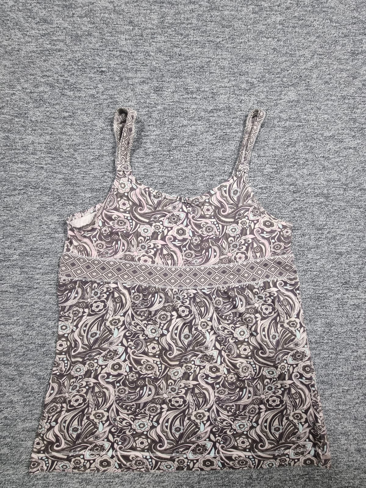 Top Bretele Print Paisley Floral Maro-Alb Okay
