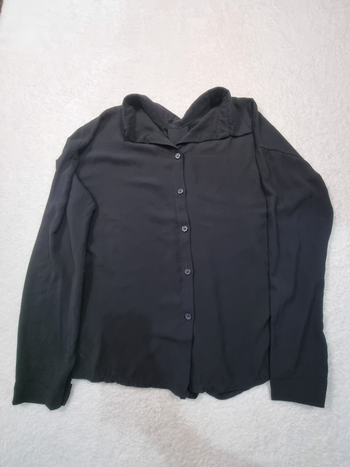 Cămașă Neagră Damă Mâneci Lungi 100% Poliester – One Size
