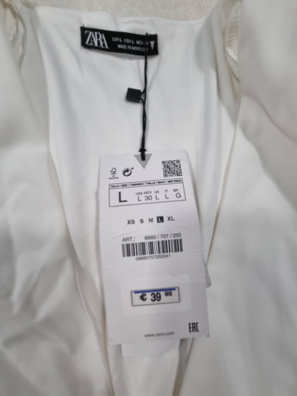 Top Zara Alb cu Pietre – Mărimea L