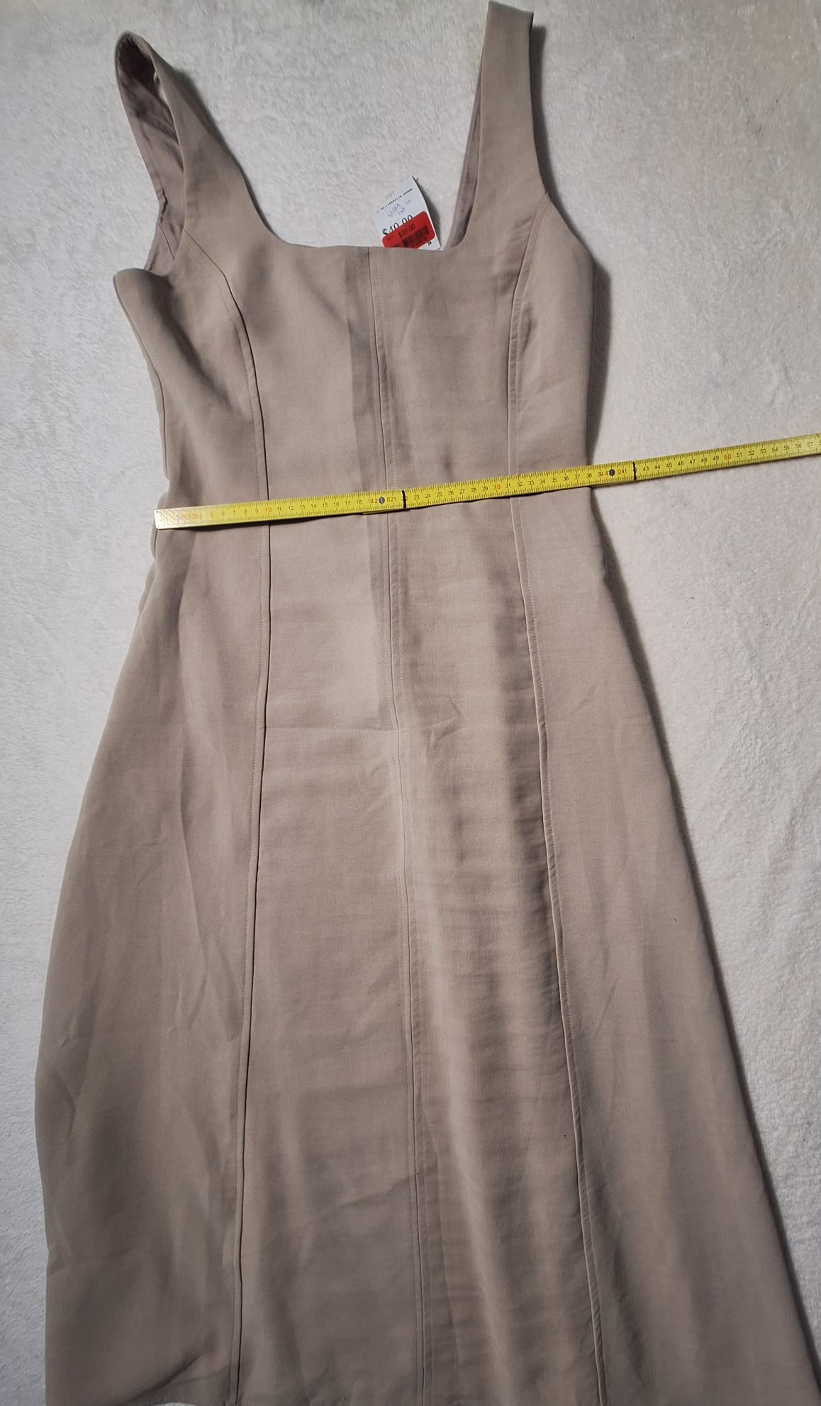 Rochie Midi Bej cu Bretele Late – Mărime 8 US