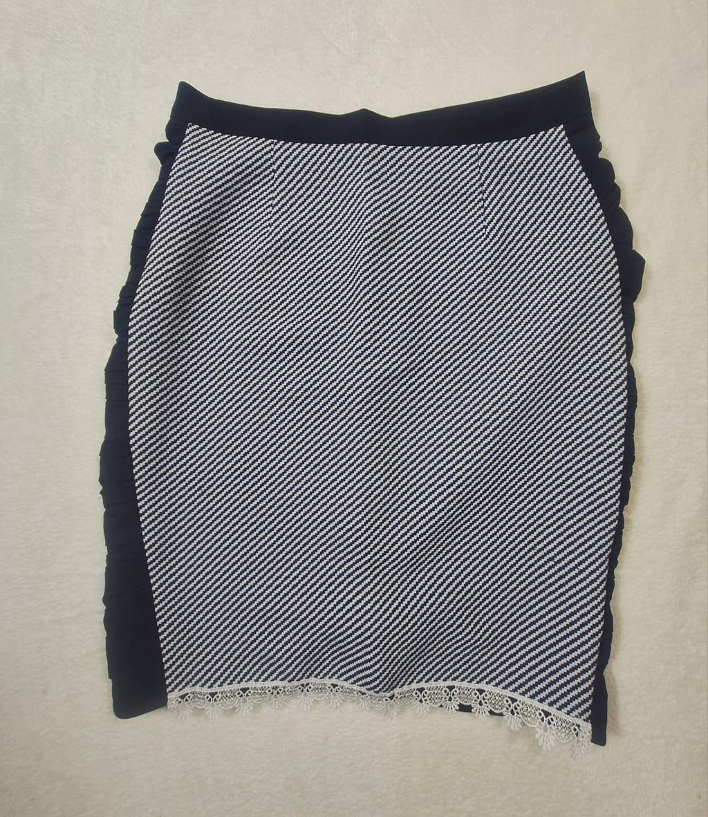 Fustă Mini Vintage Herringbone Negru/Alb M