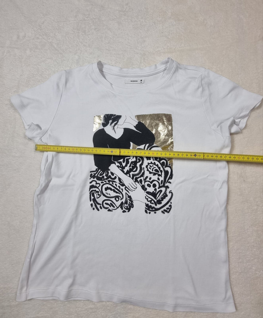 Tricou Alb Reserved Imprimeu Art M