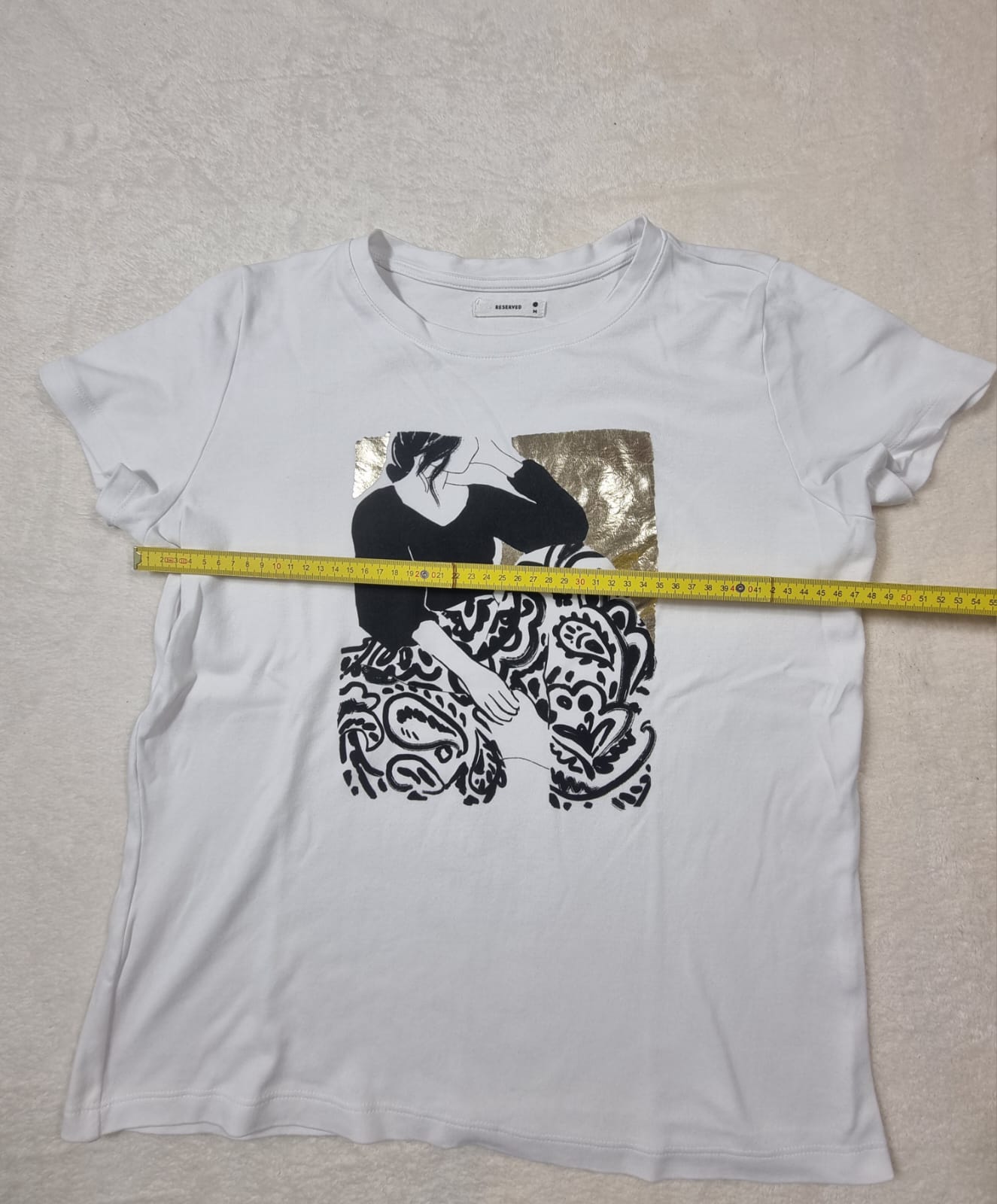 Tricou Alb Reserved Imprimeu Art M